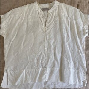 Everlane White Split-Neck Linen Shirt